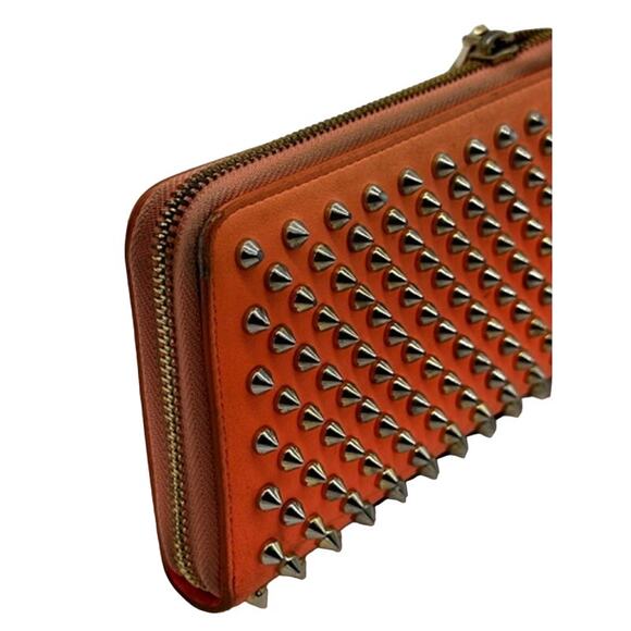 CHRISTIAN LOUBOUTIN‎ Empire Panettone Spiked Zip Around Wallet Orange - Picture 8 of 16